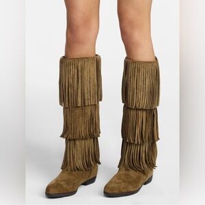 No Boundaries Tall Faux Suede Fringe Boots